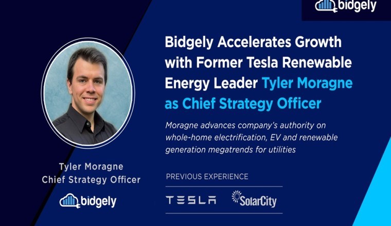 Bidgely Accelerates Growth with Former Tesla Renewable Energy Leader Tyler Moragne as Chief Strategy Officer