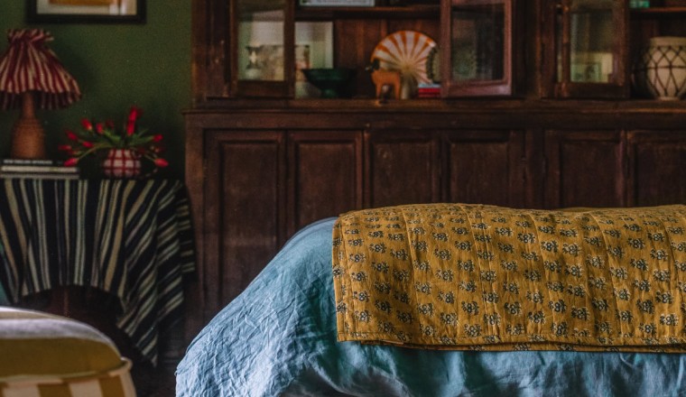 Pattern-Filled Green Bedroom